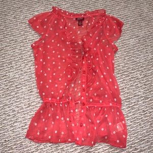 arizona polka dot button up shirt size L kids